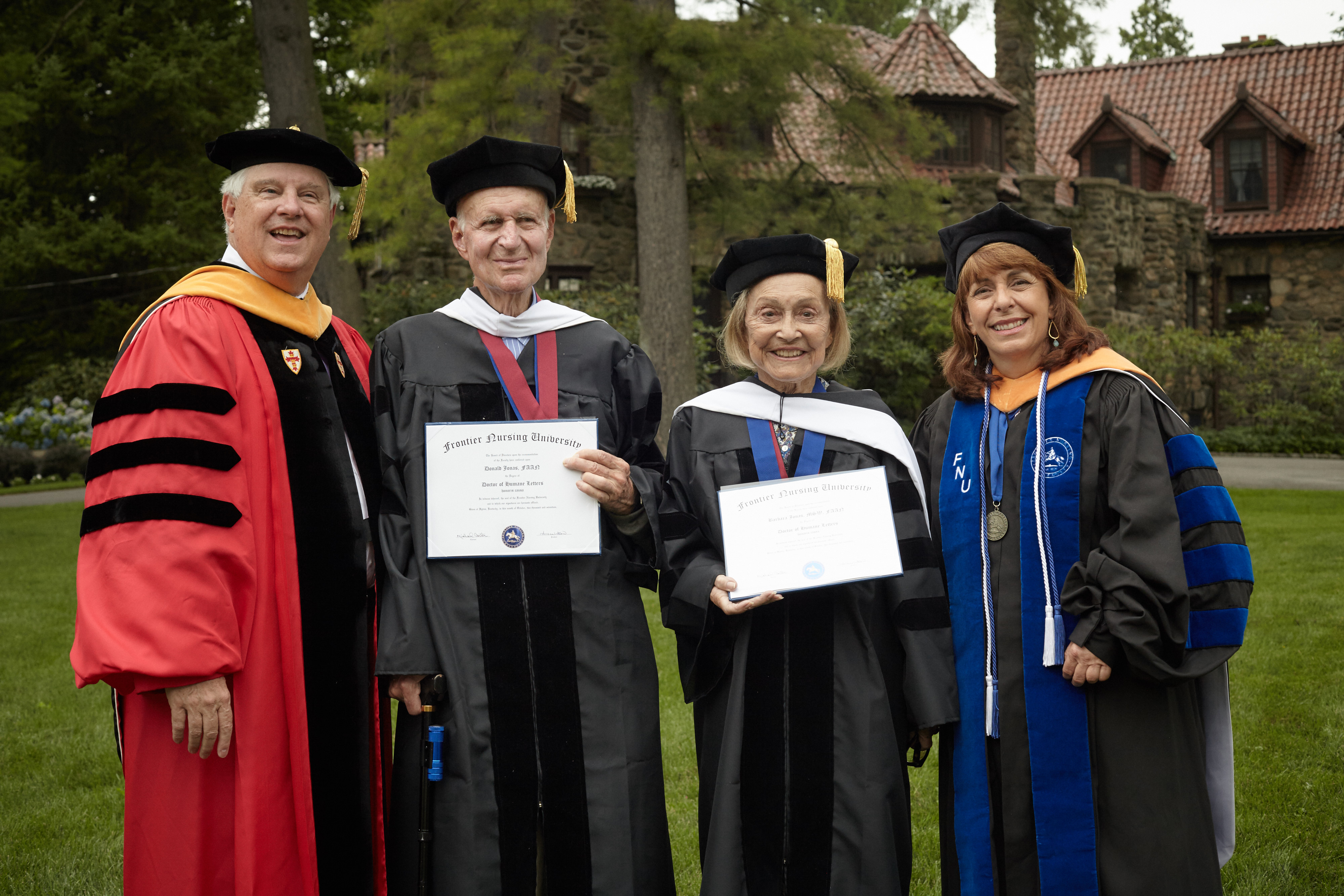 L to R: Frontier Nursing University Board Chair Dr. Michael Carter, Donald and Barbara Jonas, and FNU President Dr. Susan Stone. Photo Credit: Carolyn Jones