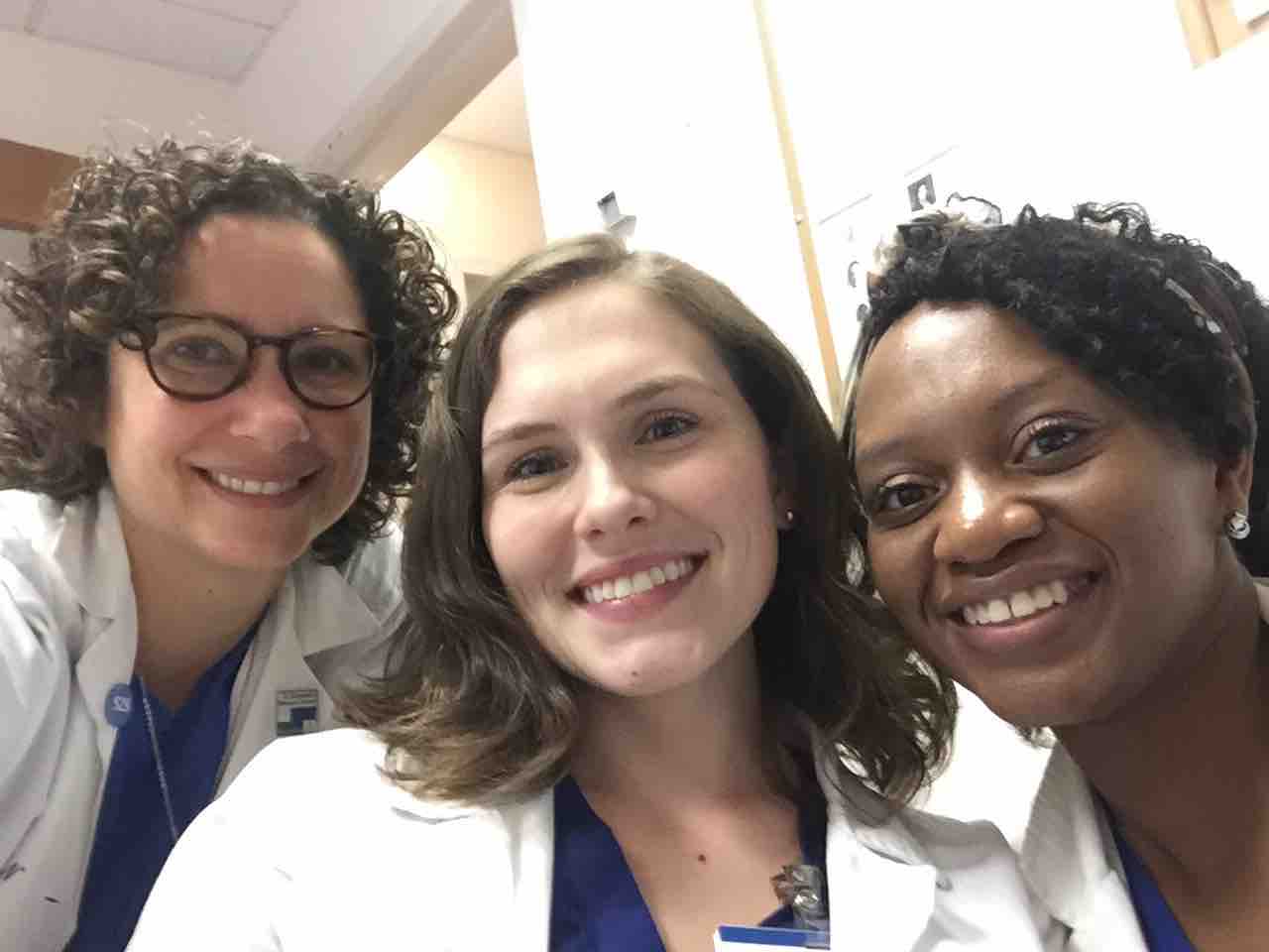 Kathryn Carr, CNM, (left) pictured with SNMs Nicole Mapes (center) and Cecile Sampson (right).
